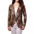 FASHIONOLIC Womens Light Weight Casual Work Office Open Front Blazer Cardigan Jacket Made in USA (CLBC002) Leopard M