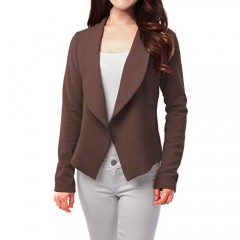 FASHIONOLIC Womens Light Weight Casual Work Office Open Front Blazer Cardigan Jacket Made in USA (CLBC002) Mocha 3X
