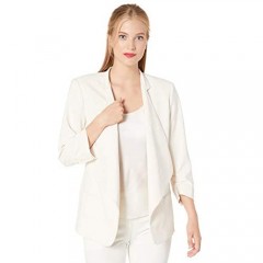HALSTON Women's Ruched Sleeve Slim Crepe Suiting Jacket