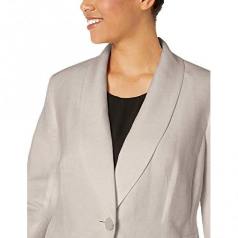 Kasper Women's 1 Button Shawl Collar Linen Jacket
