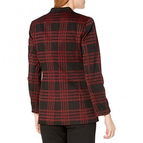 Kasper Women's 1 Button Stand Collar Large Windowpane Jacket