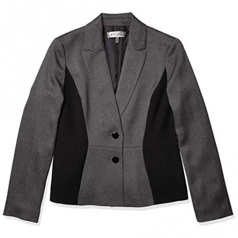 Kasper Women's 2 Button Notch Collar Herringbone Jacket
