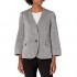 Kasper Women's Crossdye Linen Blend Collarless 1 Button Jacket with Cuff Sleeves
