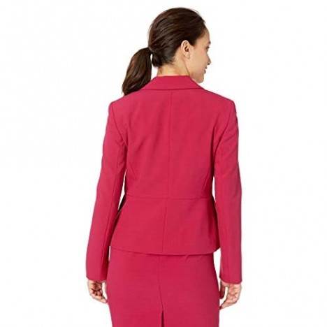 Kasper Women's Petite 1 Button Peak Lapel Crepe Jacket W Side Panels