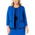 Kasper Women's Plus Jewel Neck Stretch Crepe Fly Away Jacket with Piping