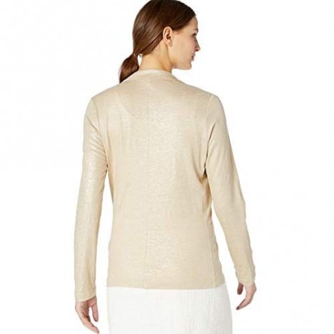 Majestic Filatures Women's Linen/Silk/Elastane Metallic Long Sleeve Open Blazer