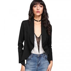 MakeMeChic Women's Shawl Collar Open Front Casual Work Office Blazer Jacket