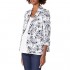 NINE WEST Women's 1 Button Shawl Collar Printed Crepe Roll Sleeve Jacket