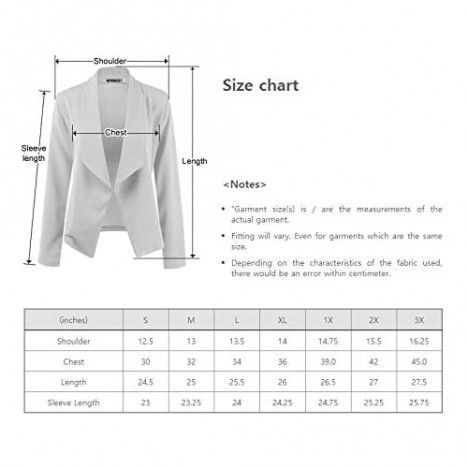 NINEXIS Women's Solid Print Casual Long Sleeves Stretch Open Front Blazer Jacket Plus Size