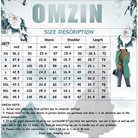 OMZIN Women's Long Sleeve Lapel Pockets Blazer Open Front Office Jacket