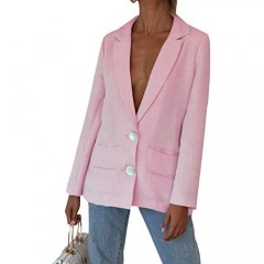 R.Vivimos Women's Fall Long Sleeve Linen Casual Basic Thin Coat Blazer