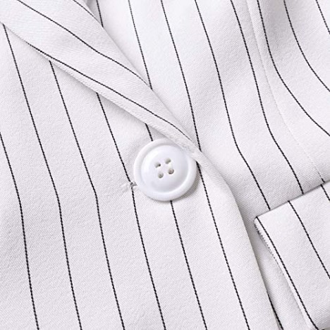 Women Pinstripe Tailored Two Buttons Work Office Blazer Jacket Suit