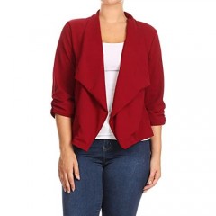 Women Plus Size Solid Stretch Open Blazer Jacket Made in USA
