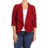 Women Plus Size Solid Stretch Open Blazer Jacket Made in USA