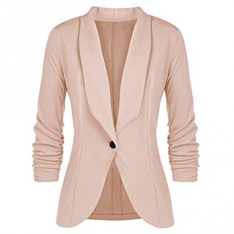 Women's 1 Button Blazer Jacket Casual Work Office Suit Jacket