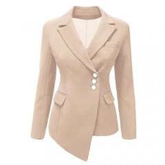 Women's 3 Button Solid Color Notch Lapel Work Office Blazer Jacket Suit