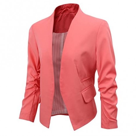 Women's Folding Sleeve Office Blazer (TG00000 Pink XS)