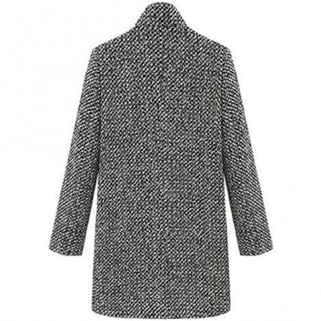 Women's Long Sleeve Linen Outerwear Trench Coat Lapel One Button Fall Winter Wool Blazer Jacket