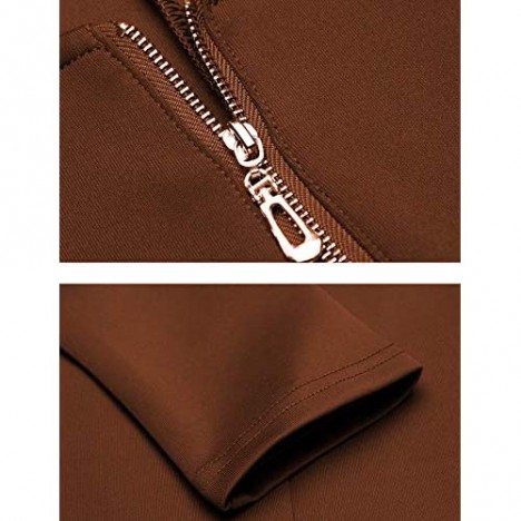 Zeagoo Women's Casual Zipper Cardigan Blazer O Neck Slim Fitted Office Jacket