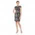 Adrianna Papell Women's Sleeve Velvet Sequin Short Dress
