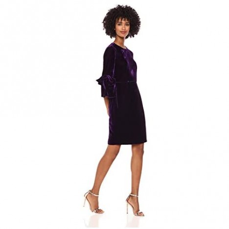 Donna Morgan Women's 3/4 Bell Sleeve Shift Dress with Bow Detail