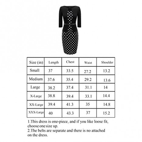 HIKA Women's 3/4 Sleeve Plaid Work Business One-Piece Knee Length Pencil Dress (709-5 XXX-Large)