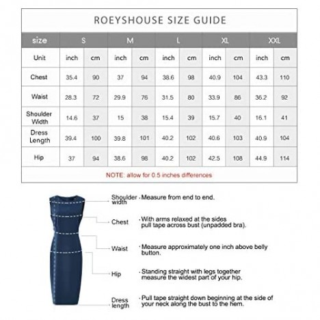 Roey s house Women's Work Office Business Round Neck Knee Length Sheath Bodycon Midi Dress
