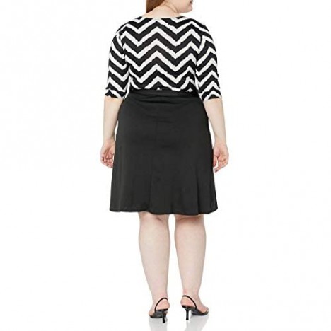 Star Vixen Women's Plus-Size Print Top Solid Skirt Wrap Dress
