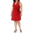 Star Vixen womens Plus-size Sleeveless Faux Wrap Short Dress With Contrast Piping