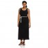 Star Vixen Women's Plus Size Sleeveless Round Neck Maxi Dress with Color Piping