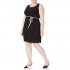 Star Vixen Women's Plus-Size Sleeveless with Contrast Piping and Self-Belt