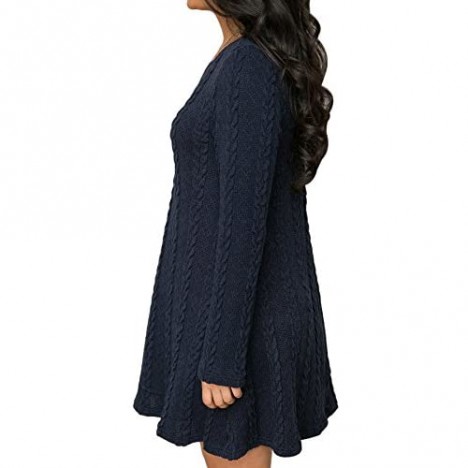 Sumtory Women Cable Knit Dress Slim Fit Long Sleeve Sweater Dresses(8 Colors)