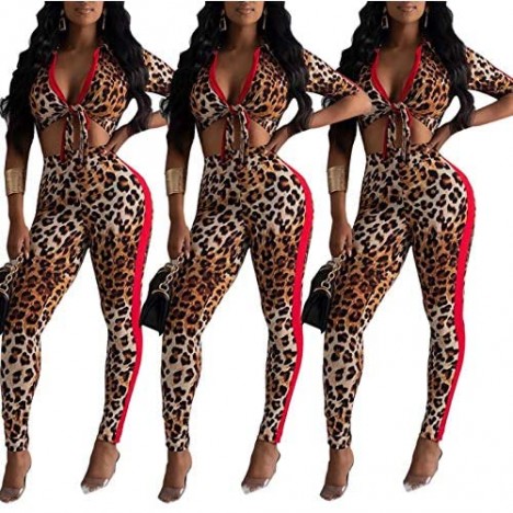 2 Piece Outfits for Women Sexy Long Sleeve Floral Printed Tie Know Bomber Jacket with Pants Suit Sets