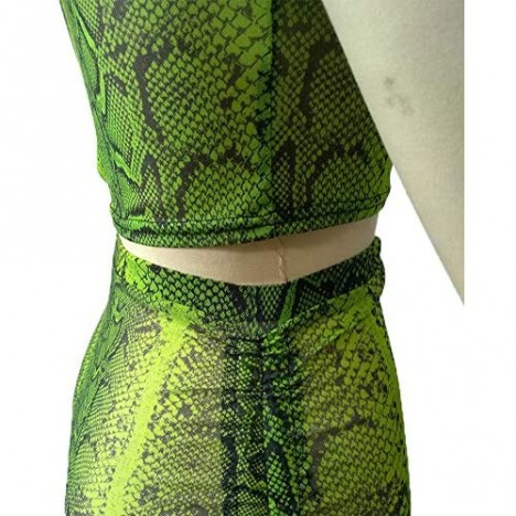 JiherBeauty Womens Sexy Two Piece Outfits Snakeskin Print Short Sleeve Mini Dress Set Clubwear