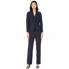 Le Suit Two-Button Notch Collar Mini Pinstripe Pantsuit