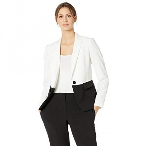 Le Suit Women's 1 Button Notch Collar Crepe Pant Suit