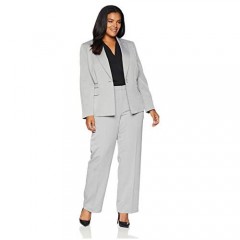 Le Suit Women's 1 Button Peak Lapel Herringbone Pant Suit