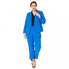 Le Suit Women's 1 Button Pleat Notch Collar Slim Pant Suit