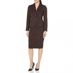 Le Suit Women's 2 Button Notch Collar Glazed Melange Skimmer Skirt Suit