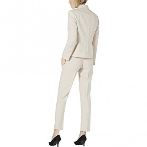 Le Suit Women's 2 Button Notch Collar Mini Stripe Pant Suit