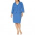 Le Suit Women's 3 Button Notch Collar Flap Pocket Diamond Texture Jacquard Skirt Suit Mariner Blue 14