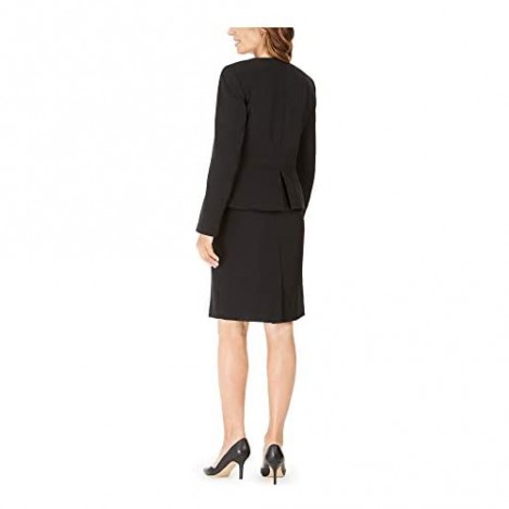 Le Suit Women's 4 Button Crepe Slim Skirt Suit