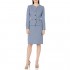 Le Suit Women's 4 Button Jewel Neck Chevron Zipper Pocket Tweed Skirt Suit