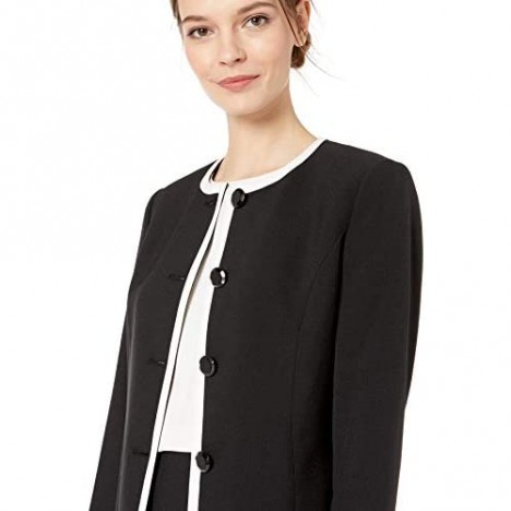 Le Suit Women's 4 Button Jewel Neck Skirt Suit