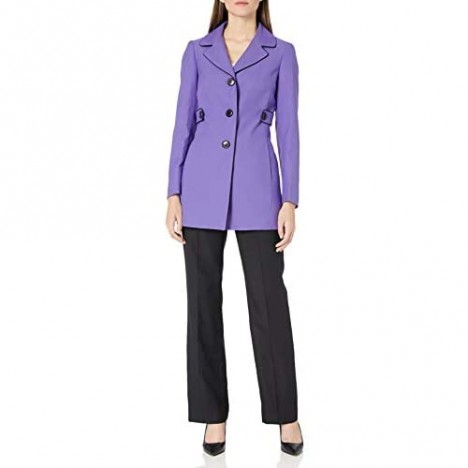 Le Suit Women's Crepe 3 Button Notch Lapel Pant Suit