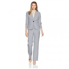 Le Suit Women's Crosshatch 1 Btn Shawl Collar Pant Suit