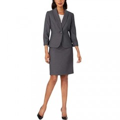 Le Suit Women's Dotted Jacquard 1 Button Shawl Collar Skirt Suit