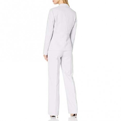 Le Suit Women's Melange Herringbone 3 Bttn Notch Lapel Pant Suit