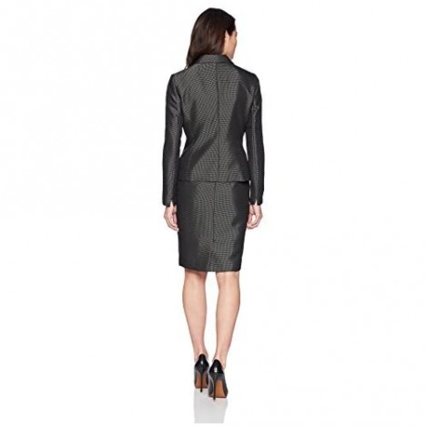 Le Suit Women's Petite Pindot 3 Bttn Notch Lapel Skirt Suit W/Cami
