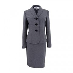 Le Suit Women's Pin Dot 3 Button Shawl Collar Skirt Suit